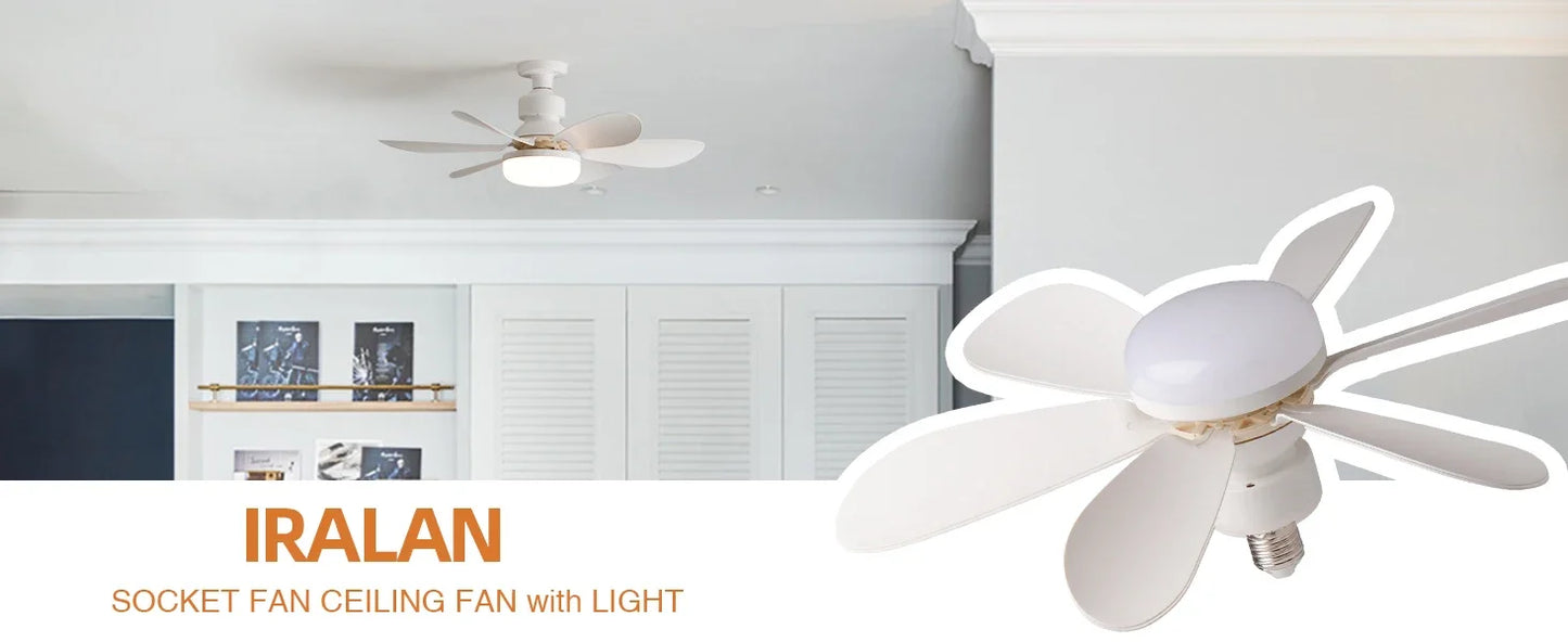 2025 New Cooling Light Led Fan Silent Ceiling Fan E27 Wireless With Remote Control For Dimming, Suitable for Living Room, Study,
