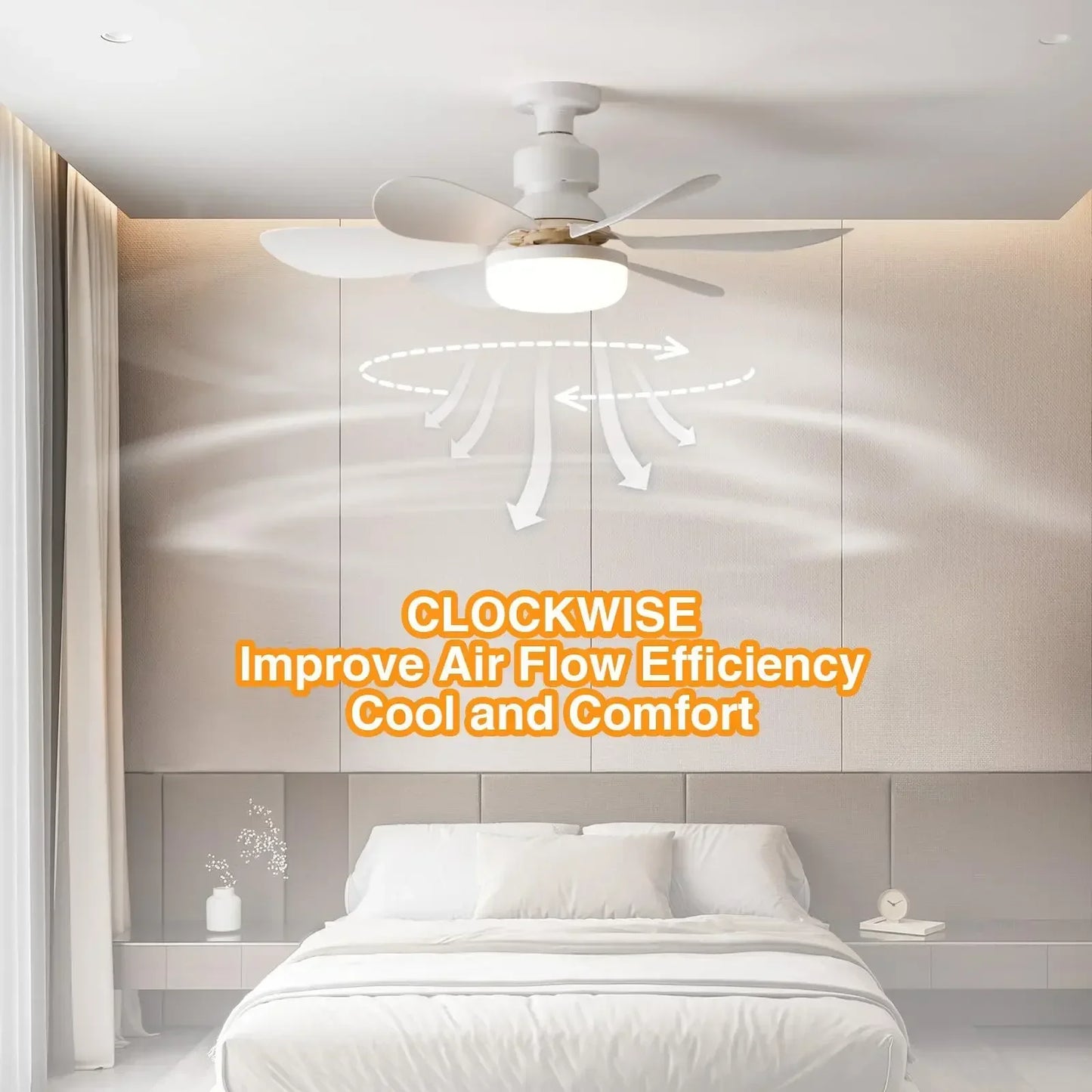 2025 New Cooling Light Led Fan Silent Ceiling Fan E27 Wireless With Remote Control For Dimming, Suitable for Living Room, Study,