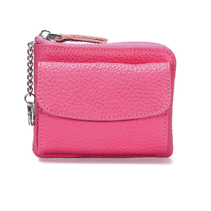 2023 New Genuine Leather Women Mini Wallet Ladies Short Wallets and Purses Zipper Leather Coin Purse Keychain Coins Pocket Bag