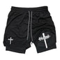 Anime Cross Trend Print Men's Summer Quick-drying Sports Shorts Gym Jogging Training Exercise Men's Fitness Sports 2-in-1 Shorts