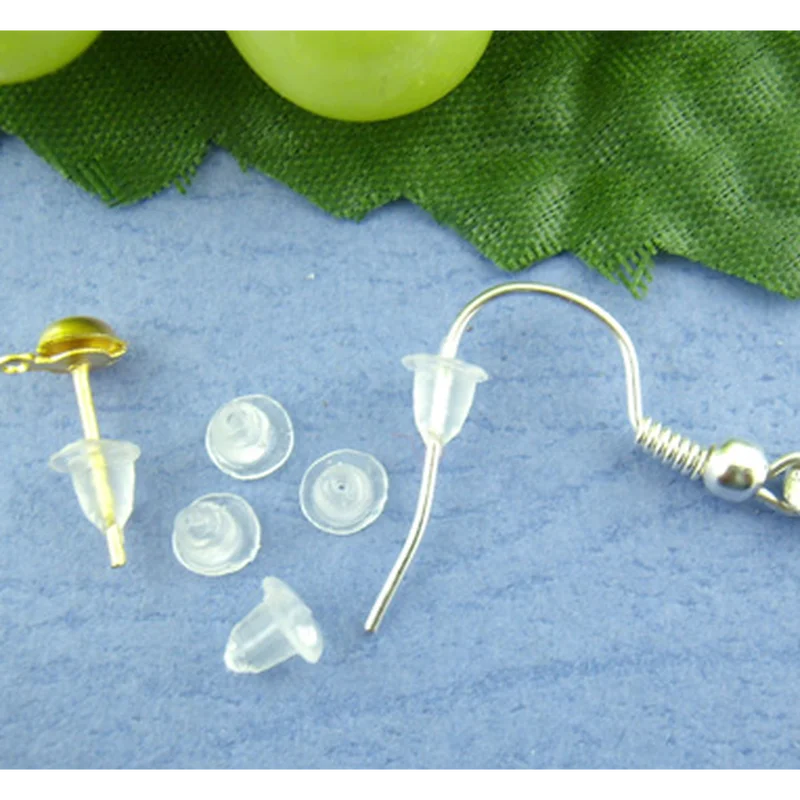 Lot de 500/2000 bouchons d'oreilles en silicone transparents, anti-chute, accessoires pour boucles d'oreilles