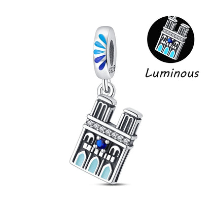 925 Sterling Silver Spots Series Charm Eiffel Tower Egypt Charms Pendant Fit MULA Original Sliver Bracelets DIY Jewelry Gifts