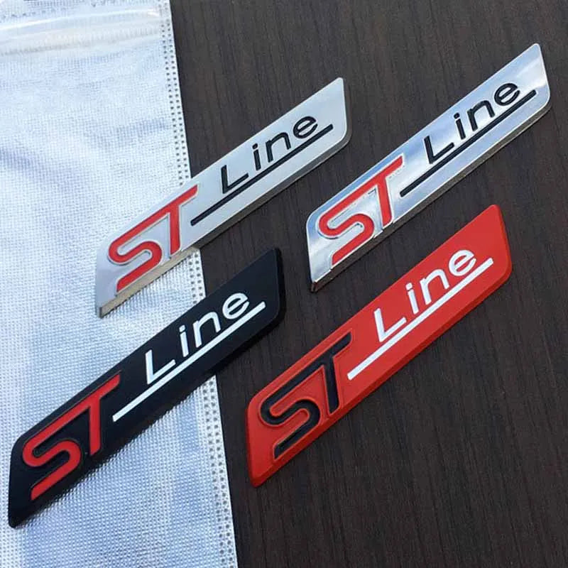 Autocollant 3D chromé noir pour aile de voiture, emblème ST Line, autocollant ST Line, accessoires