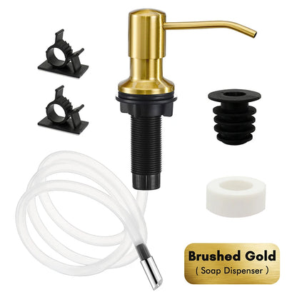 Stainless Steel Soap Dispenser Extension Tube Kit Kitchen Sink Liquid Soap Dispenser Bathroom Lotion Detergent Hand Press Pumps