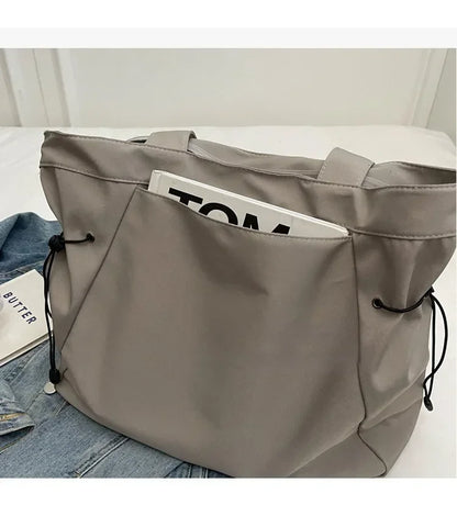 Sac fourre-tout décontracté de grande capacité, sac de voyage simple pour femme, grand sac à bandoulière, sacs à main esthétiques, sac fourre-tout à cordon