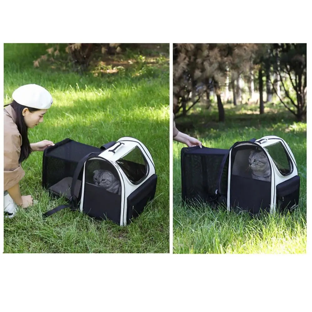 Expandable Pet Backpack Carrier Portable Breathable Dog Carrier Bag Zipper Creative Pet Carrying Backpack for Cats Puppy