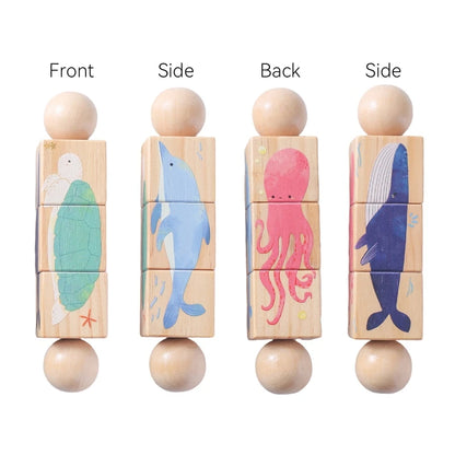1pc Baby Wooden Rattle Toys Rotating Animal Matching Newborn Soothing Toy 0 12 Months Rotating Puzzle Montessori Toys for Babys