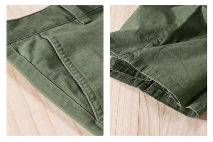 2025 Summer New Casual Cargo Cotton Shorts for Men Clothing Straight Big Pockets Solid Color Summer Pants FY7701