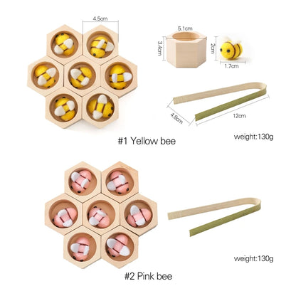 Montessori Honeycomb Wooden Toys Bee Educational Toys Assemble The Block Beehive Toys Hand-foot Coordination Toy A Gift For Baby