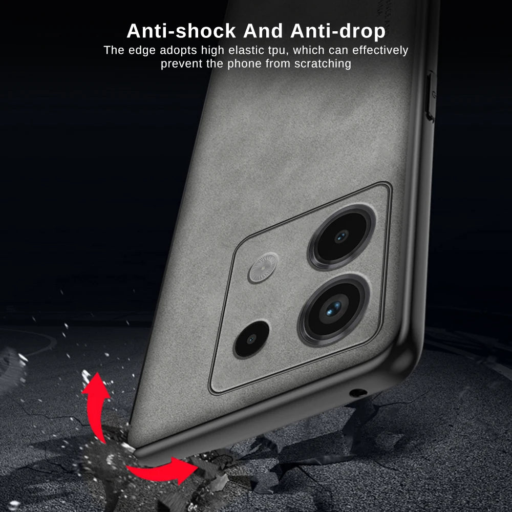 Camera Protect Sheepskin Leather Case For Xiaomi Redmi Note 13 Pro 5G Note13 Pro+ Plus 13Pro 4G Soft Bumper Phone Cover Fundas
