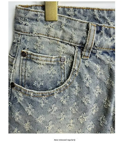 Ccowboy Shorts Men's Summer Workwear Pants Loose Straight Leg Mid Length Pants Elastic Waist American High Street Trendy Shorts