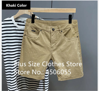Cotton Shorts Men Summer Plus Size 46 44 42 40 Loose Thin Stretched Black Beige Students Blue Casual Half Trousers Streetwear