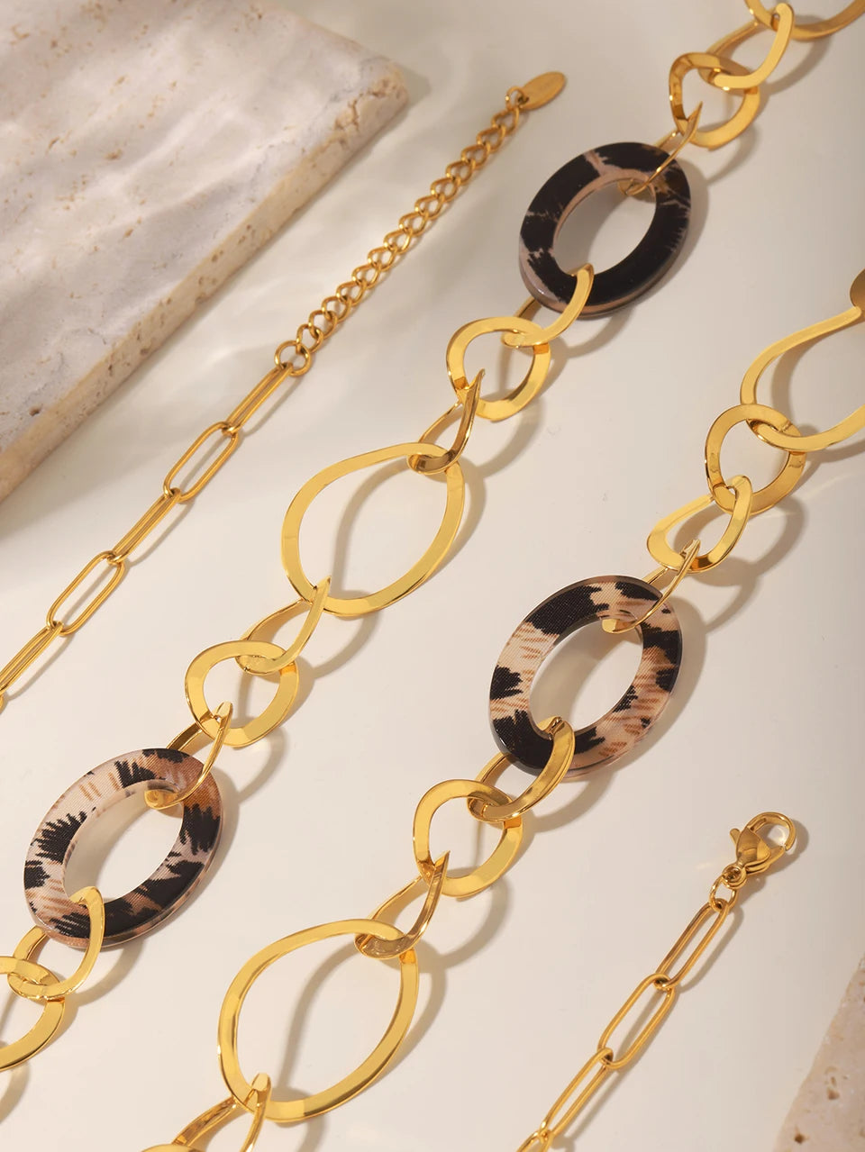 Stainless Steel Long Necklace For Women 18k Gold Plated Women's Sweater Chain Necklaces Woman Leopard Print Jewelry Accessories