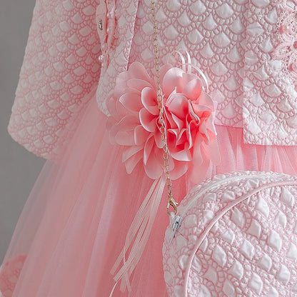 New Girls' Dress Two Piece Set 3-10 Years Old Gorgeous Christmas Performance Dress Autumn Girls' Party Prom Dress