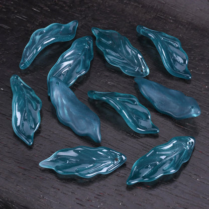 Lot de 10 pétales longs en forme de feuille, 34 x 12 mm, perles en verre de cristal faites à la main, pour la fabrication de bijoux, loisirs créatifs