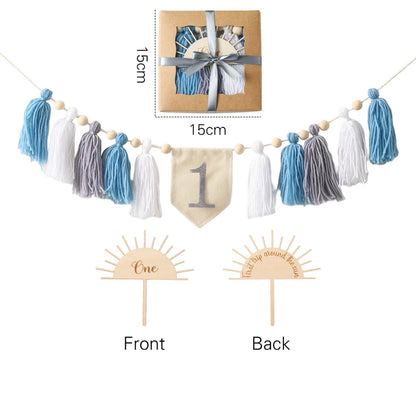Happy Birthday Banner Handmade Tassel Pendant First Boys Girl Baby Shower Birthday Party Balloon Decoration Supplies Baby Gifts