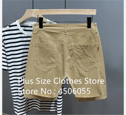 Cotton Shorts Men Summer Plus Size 46 44 42 40 Loose Thin Stretched Black Beige Students Blue Casual Half Trousers Streetwear