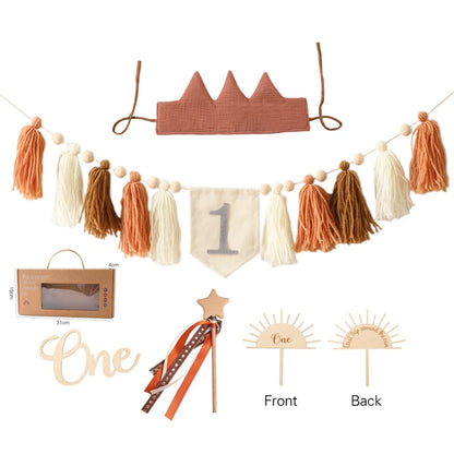 Happy Birthday Banner Handmade Tassel Pendant First Boys Girl Baby Shower Birthday Party Balloon Decoration Supplies Baby Gifts