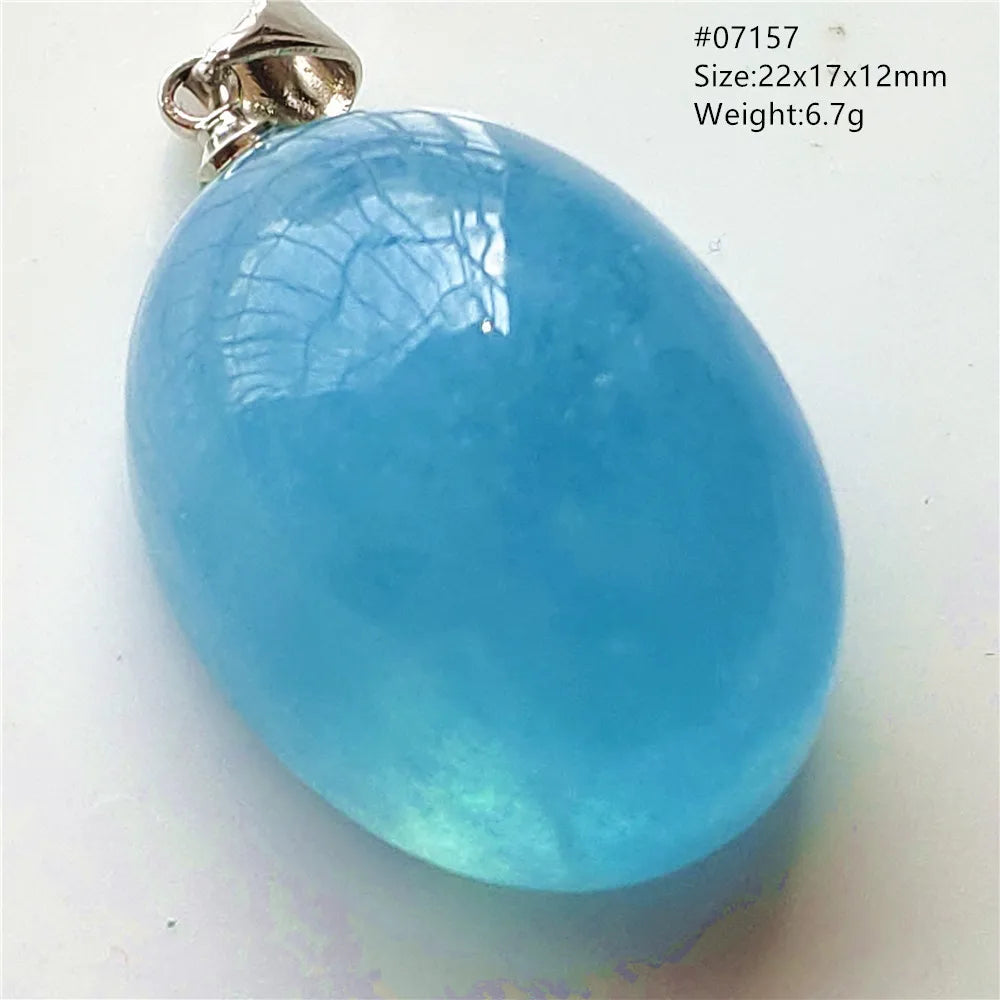 Natural Blue Aquamarine Pendant Clear Water Drop Women Men Brazil Aquamarine Crystal Necklace Jewelry AAAAA