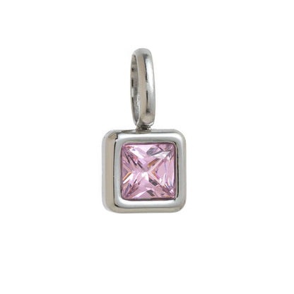 Nouveautés en acier inoxydable, breloques avec 12 pierres de naissance pour femmes et filles, pendentifs carrés colorés à la mode, accessoires de bijoux DIY