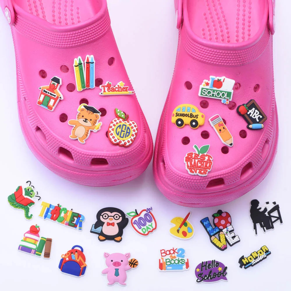 1pcs/lot Cute Cartoon Animals School Teacher Shoe Charms Shoe Decorations Accessories For  Kids Gifts