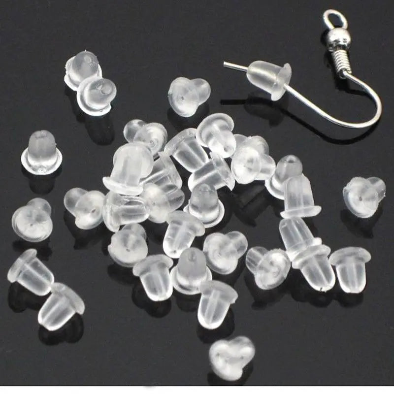 Lot de 500/2000 bouchons d'oreilles en silicone transparents, anti-chute, accessoires pour boucles d'oreilles