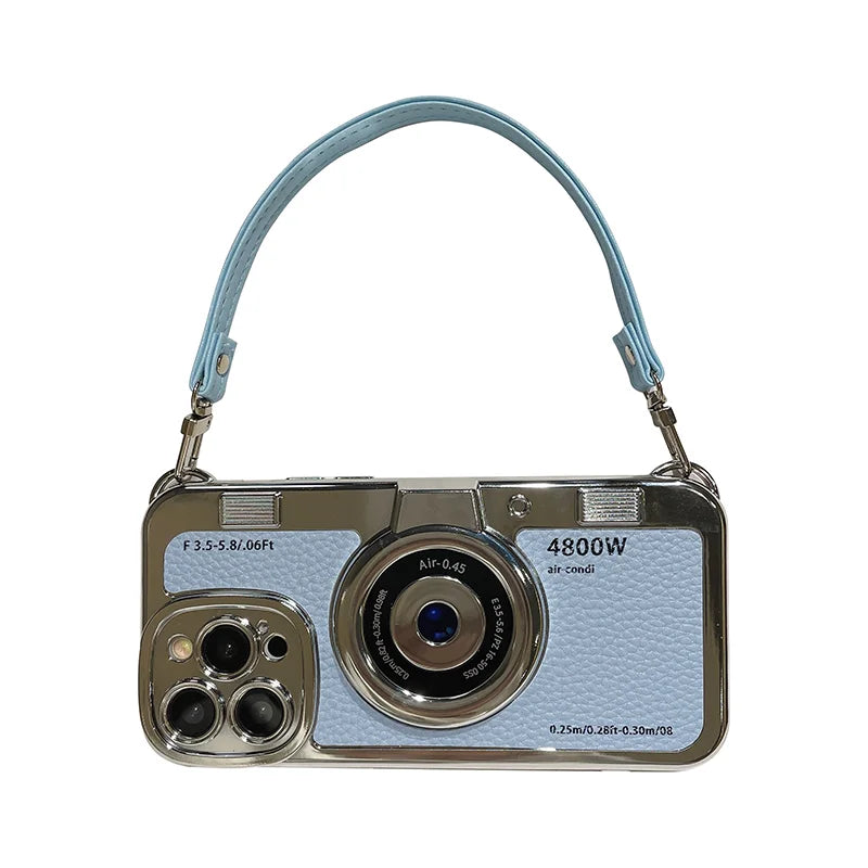 Fashion Lanyard Camera Phone Case For Apple iPhone 15 14 13 Pro Max Luxury Shockproof For 15 Plus leather Soft Cover Accessories