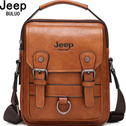 JEEP BULUO Sacs à main multifonctions pour hommes, nouveaux sacs à bandoulière pour hommes, sac messager en cuir de grande capacité, sac à bandoulière de grande marque