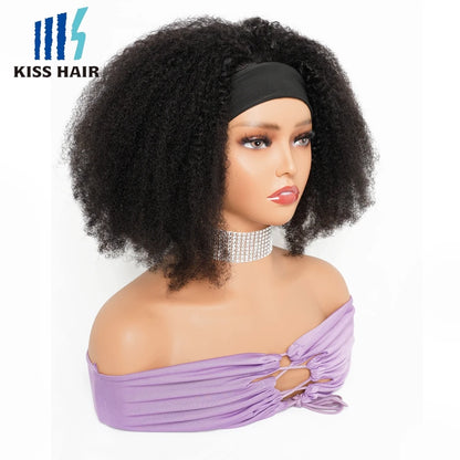 250% High Density Headband Wig Afro Kinky Curly Brazilian Human Hair Wigs Scarf Wigs Full Machine Made Wigs For Women