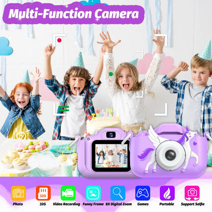 INOCTI Kids Digital Camera, Toddler Video Camera, 1080P HD Dual Lens, For 3-12 Year Old Girls Christmas Birthday Gifts Toys
