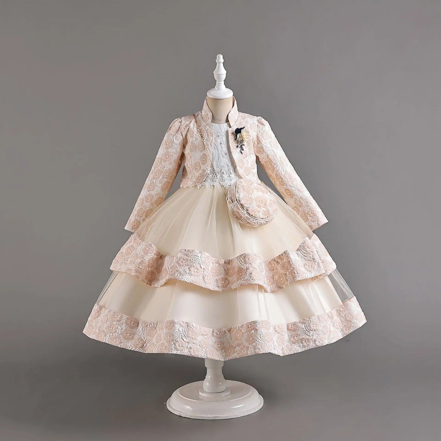 New Girls' Dress Two Piece Set 3-10 Years Old Gorgeous Christmas Performance Dress Autumn Girls' Party Prom Dress