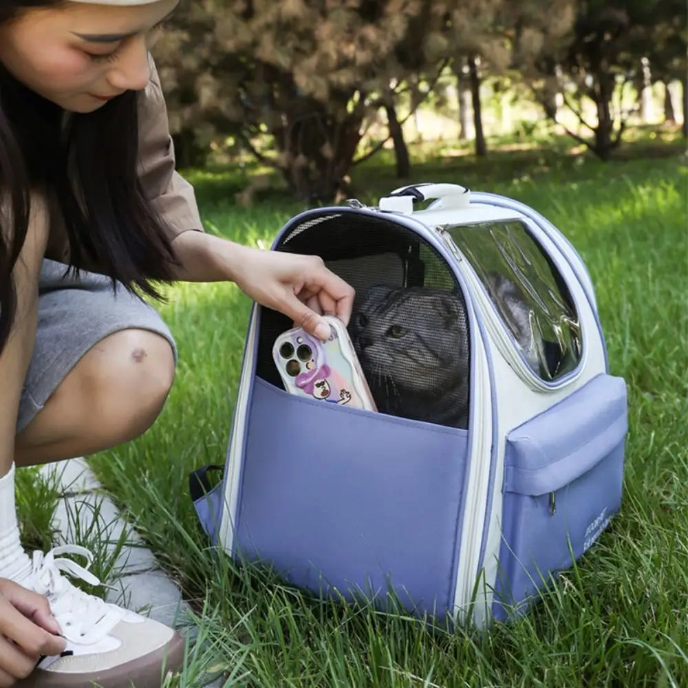 Expandable Pet Backpack Carrier Portable Breathable Dog Carrier Bag Zipper Creative Pet Carrying Backpack for Cats Puppy