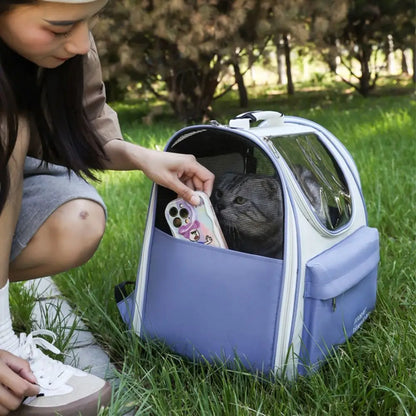Expandable Pet Backpack Carrier Portable Breathable Dog Carrier Bag Zipper Creative Pet Carrying Backpack for Cats Puppy