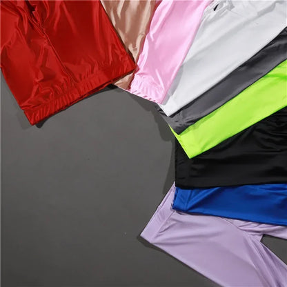 Glossy Shiny Stage Performance Leggings High Waist Fitness with Socks Skinny Yoga Trousers Women Clothing Stage Show