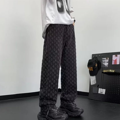 Ccowboy Shorts Men's Summer Workwear Pants Loose Straight Leg Mid Length Pants Elastic Waist American High Street Trendy Shorts