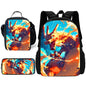 Child School Cute Anime Charizards Backpack with Lunch Bags ,Pencil Bags ,School Bags for Boys Girls Best Gift