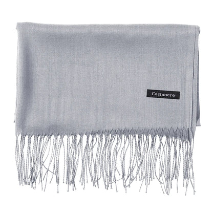 Écharpe tendance pour femme, couleur unie, hijab d'hiver, pompons, long châle, style cachemire, pashmina, bandana