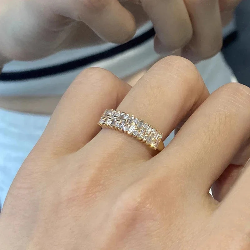 CAOSHI Sliver Color Rings for Women with Shining Cubic Zirconia Weeding Engagement Female Finger Accessories Statement Jewelry