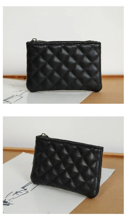 PU Soft Leather Diamond Grid Short Wallet Women Coin Purse Card Bag Zipper Coin Pouch Credit Card Holder ID Holder Mini Purse