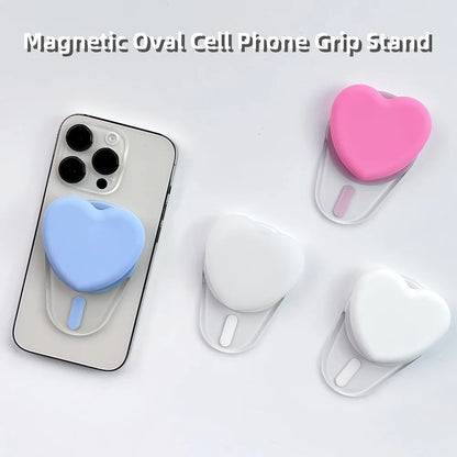 Magnetic Heart Folding Phone Grip Stand Socket Pocket for iPhone15/14/13/12 Magsafe Ring Finger Expanding Griptok Grip Tok Stand