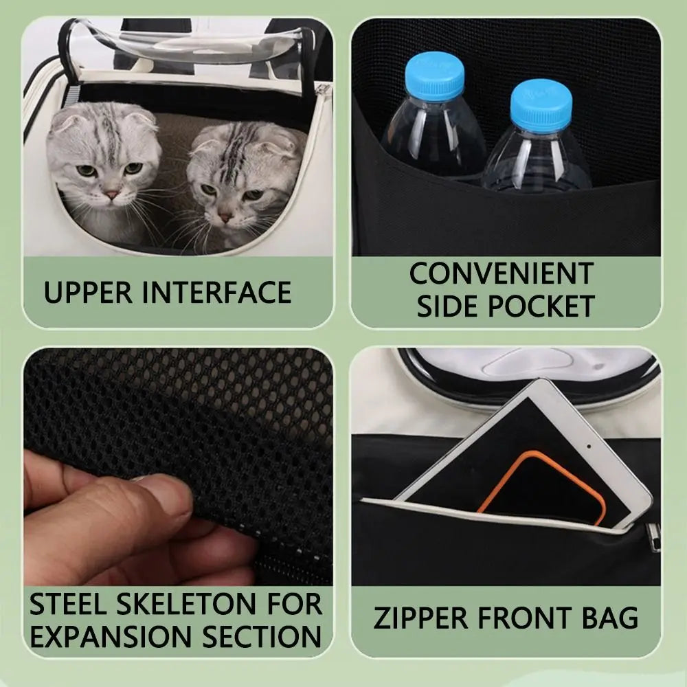 Expandable Pet Backpack Carrier Portable Breathable Dog Carrier Bag Zipper Creative Pet Carrying Backpack for Cats Puppy