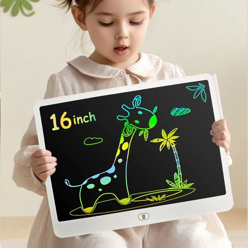 Tablette à dessin LCD 16 pouces, outils d'écriture et de peinture pour enfants, jouets éducatifs pour filles et garçons de 3, 4, 5, 6 et 7 ans