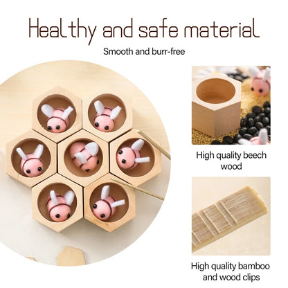 Montessori Honeycomb Wooden Toys Bee Educational Toys Assemble The Block Beehive Toys Hand-foot Coordination Toy A Gift For Baby