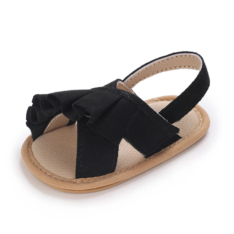 Sandales d'été pour bébé, chaussures pour bébé fille, princesse, semelles plates, antidérapantes, chaussures de berceau pour tout-petits, pantoufles en toile pour nouveau-né