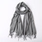 Écharpe tendance pour femme, couleur unie, hijab d'hiver, pompons, long châle, style cachemire, pashmina, bandana