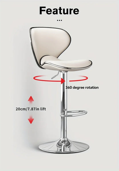 Adjustable Artistic Bar Stool with High Back - Sleek, Ergonomic Seating for Home Bars and Kitchen Islands