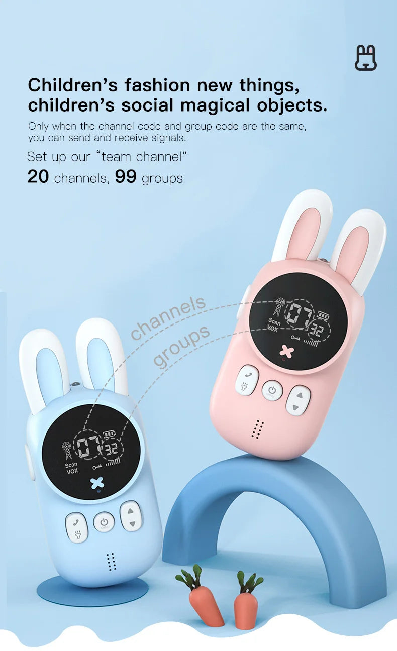 Children's walkie talkie portable handheld children's mini toy 3-KM range wireless lanyard walkie talkie holiday gift