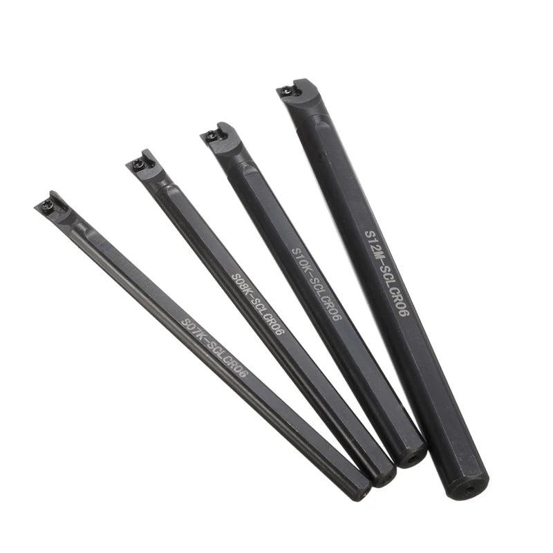 4Pcs 7/8/10/12mm SCLCR06 Lathe Boring Bar Turning Tool With 10Pcs CCMT0602 Inserts +4Pcs T8 Wrench