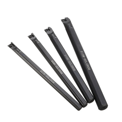 4Pcs 7/8/10/12mm SCLCR06 Lathe Boring Bar Turning Tool With 10Pcs CCMT0602 Inserts +4Pcs T8 Wrench