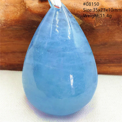 Natural Blue Aquamarine Pendant Clear Water Drop Women Men Brazil Aquamarine Crystal Necklace Jewelry AAAAA